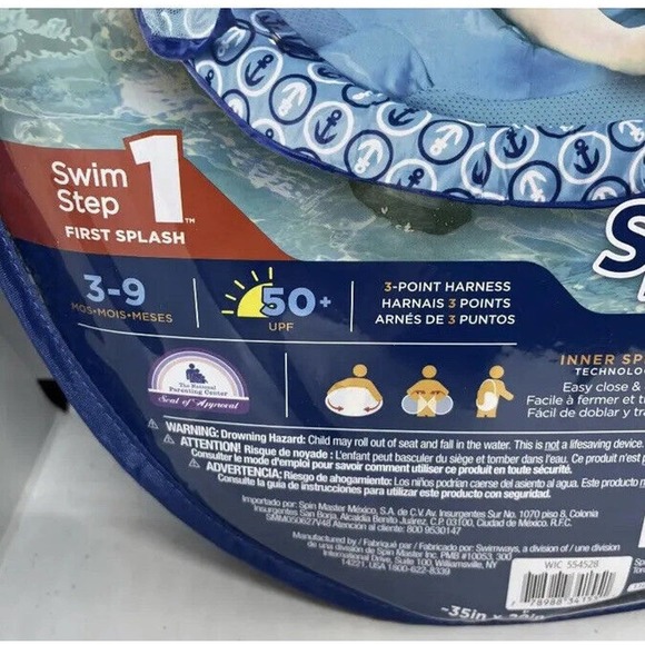 SwimWays Infant Baby Spring Float Blue Swim Step 1 Float Sun Canopy New - Picture 10 of 12